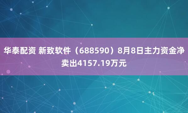 华泰配资 新致软件（688590）8月8日主力资金净卖出4157.19万元